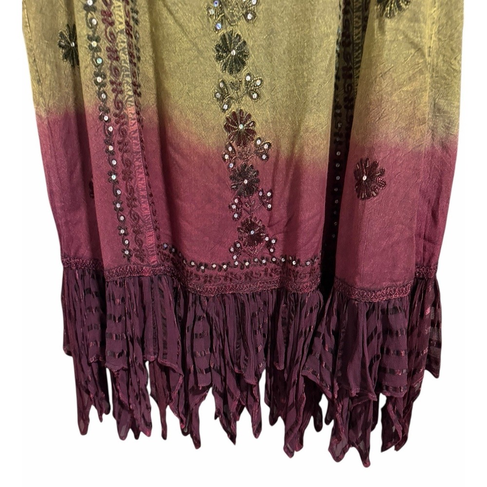 Shoreline Long-Sleeved, Ombre-Dyed, Embellished Boho-Style Maxi Dress Women's OS - Picture 8 of 12
